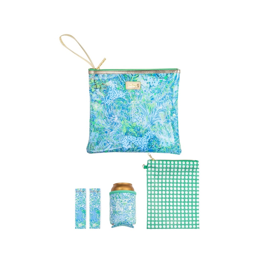 Blue and Green Lilly Pulitzer Beach Day Pouch Set